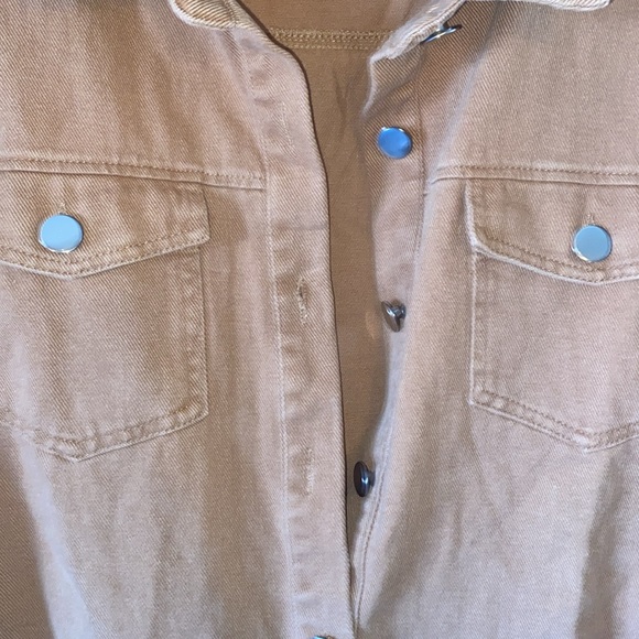 Brown/Tan button down Jacket with two pockets fringe bottom Size XL - Picture 6 of 6